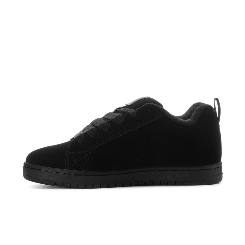 Men's black lace-up court sneaker with rounded toe and textured upper