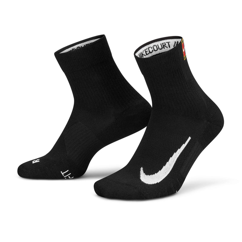 Court Multiplier Max Tennis Ankle Socks in Black (2 Pairs)