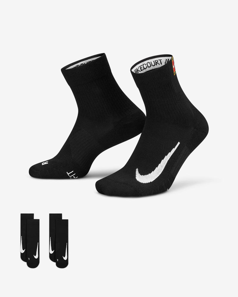 Court Multiplier Max Tennis Ankle Socks in Black (2 Pairs)