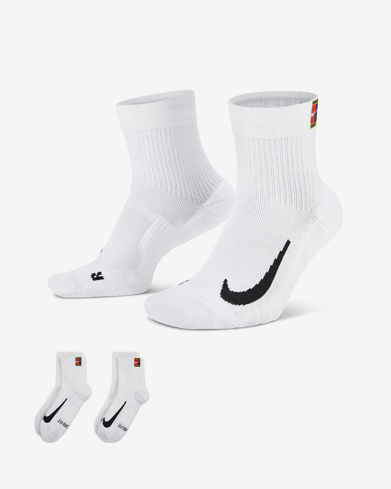 Court Multiplier Max Tennis Ankle Socks in White (2 Pairs)