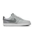 Men's low-top sneakers in light smoke grey leather-look, lace-up with perforated toe