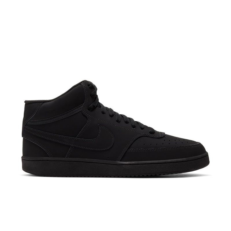 Men's black mid-top sneakers with Nike swoosh and lace-up design