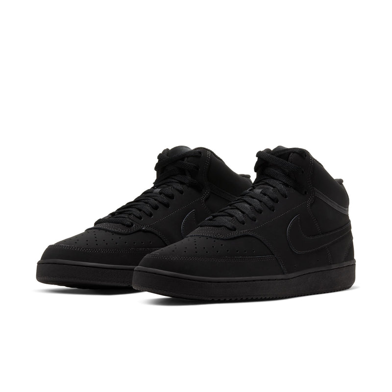 Men's black mid-top sneakers, lace-up with swoosh and padded collar
