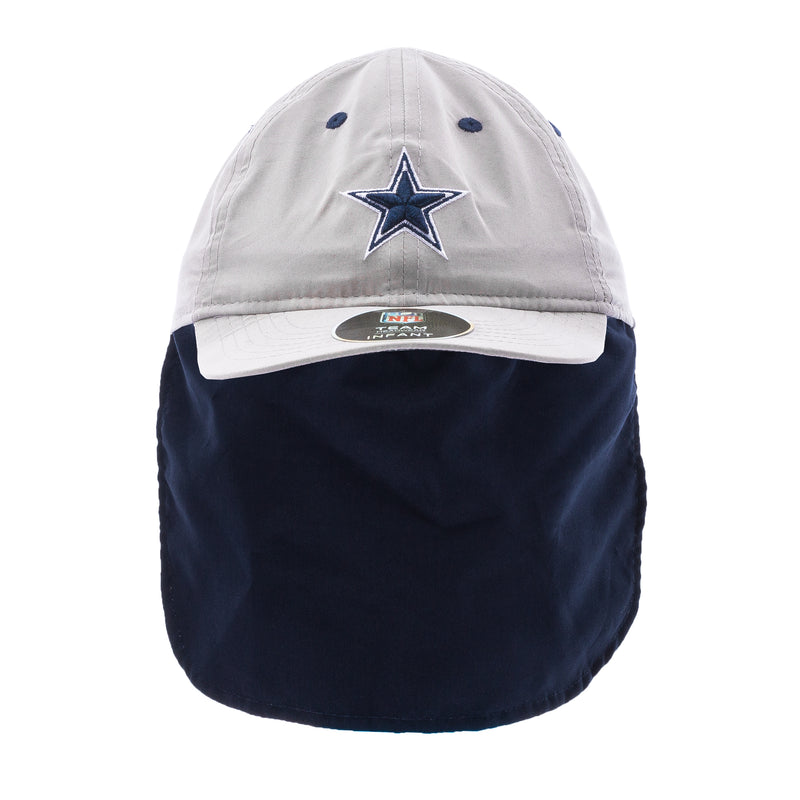 Infant gray and navy cowboy sun hat with blue star patch on front