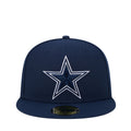 Navy baseball cap with white star front logo and flat brim