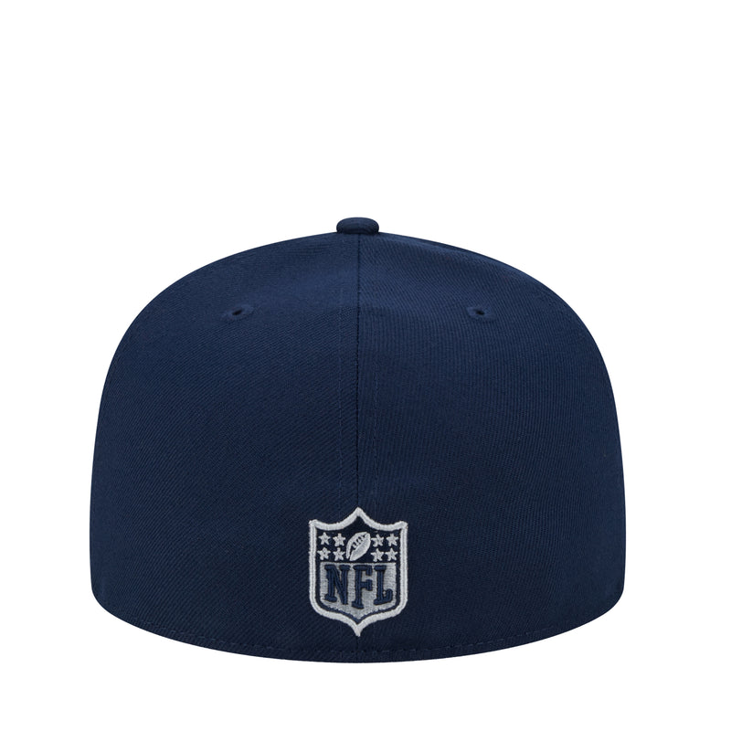 Navy baseball cap with NFL shield logo at back and flat brim