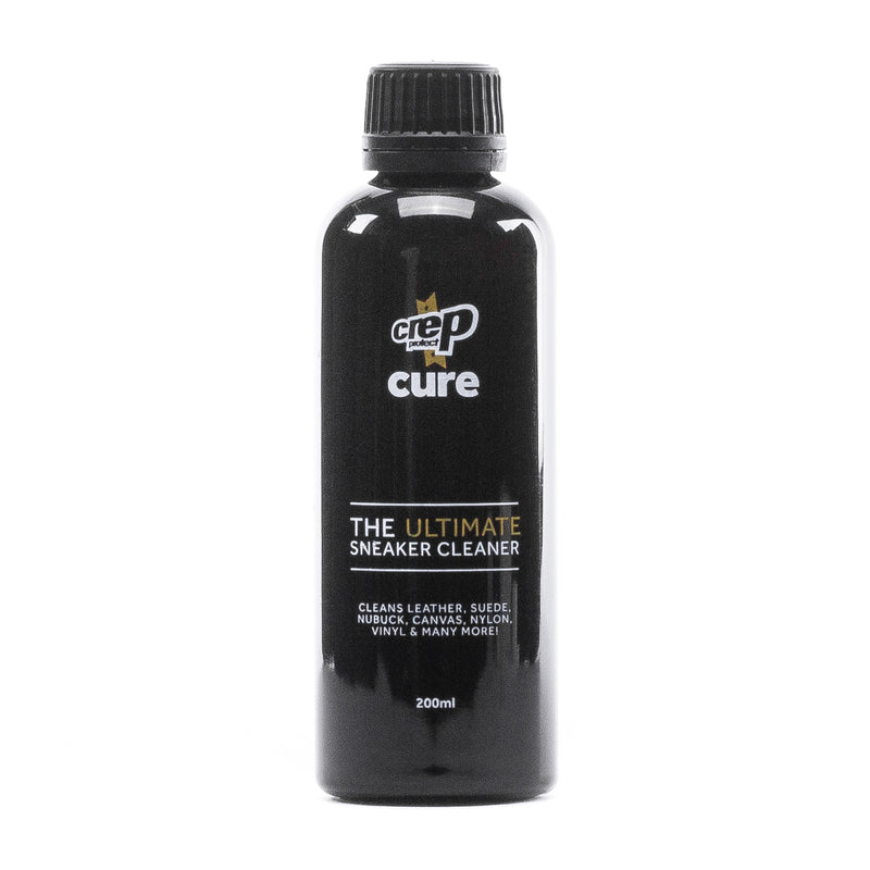 200ml black sneaker cleaner bottle with flip-top cap and printed label