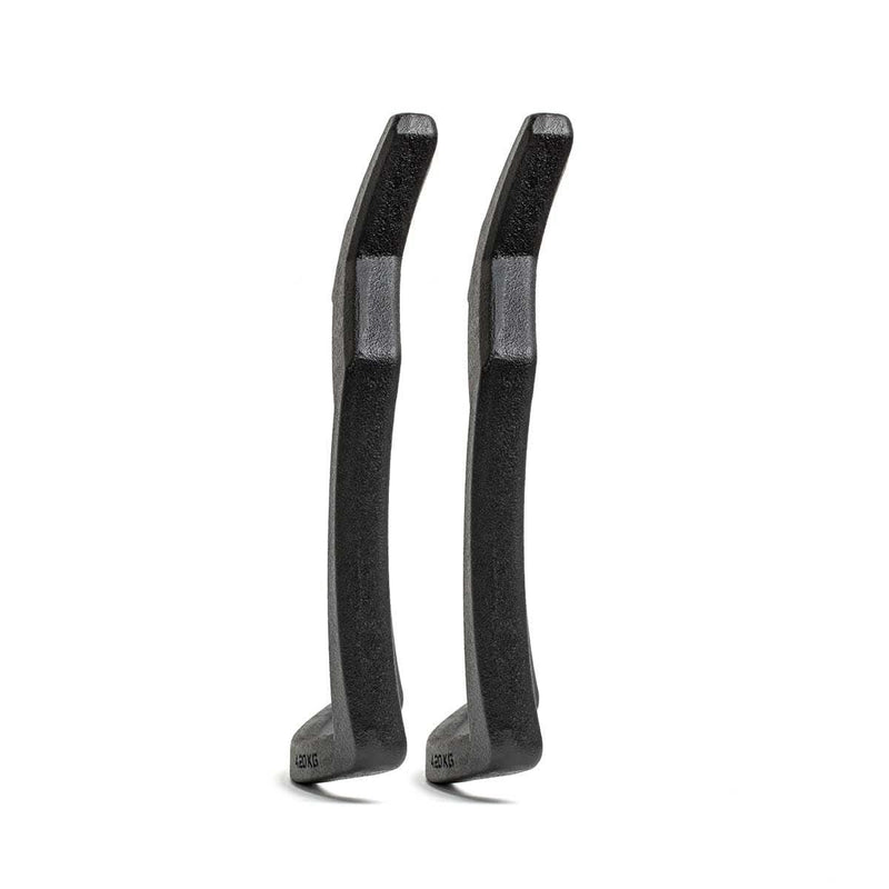 GORUCK ruck chest plates 9.25LB pair, black curved weights on white background