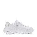 White lace-up athletic sneakers with chunky sole and S logo, wide fit