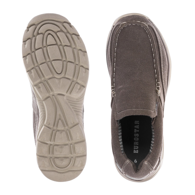 Dark grey slip-on shoe outsole and inner lining with EUROSTAR size 6 label
