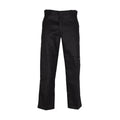 Men's black work pants with reinforced knee panels and straight legs