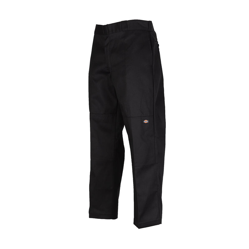 Men's black work pants with knee reinforcement and thigh pocket detail