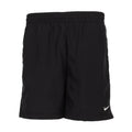 Black youth athletic shorts with elastic waistband and small Nike swoosh