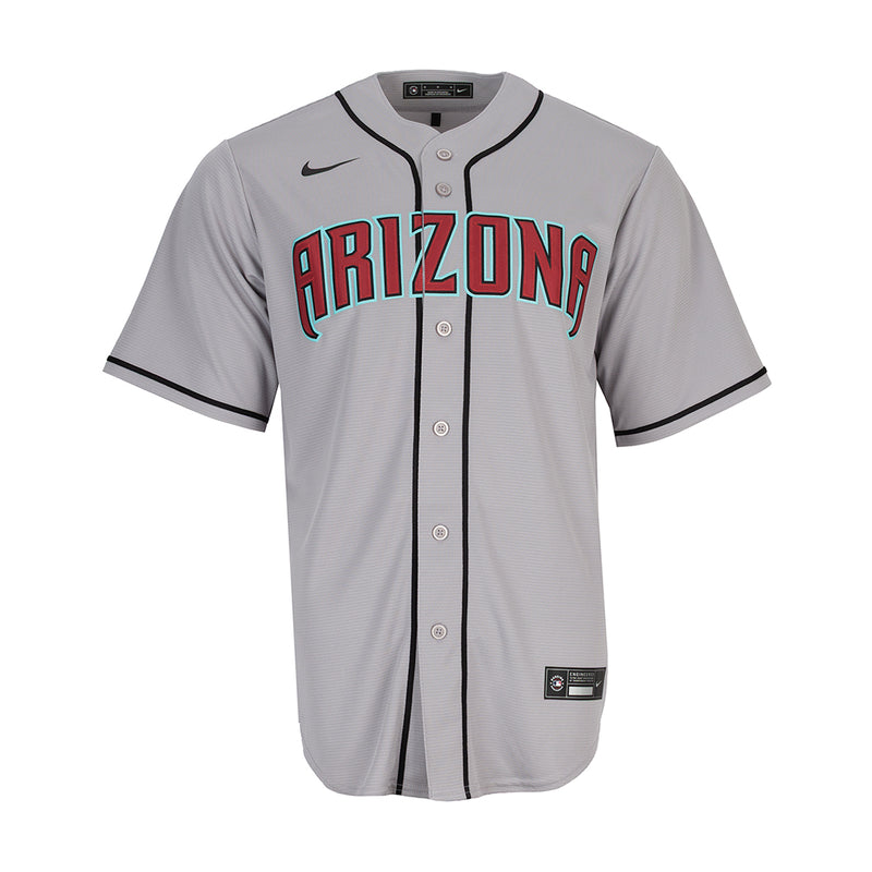 Men's Nike replica baseball jersey, light gray button-front with Arizona logo