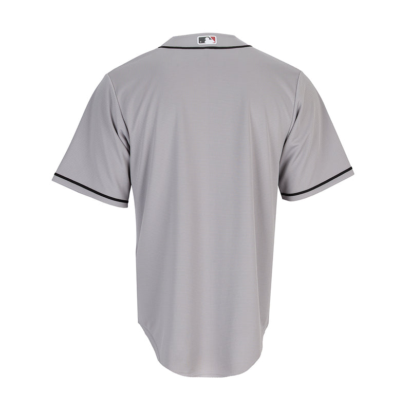 Men's Nike replica baseball jersey back, light gray with contrast trim at sleeves