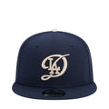 Navy kids baseball cap with stitched circular LA logo in white on front