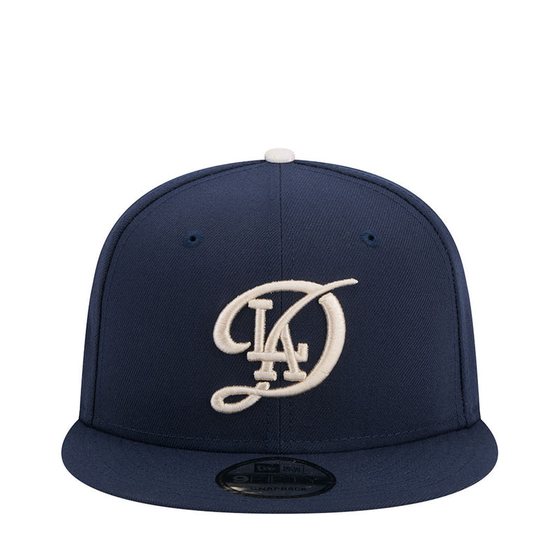 Navy kids baseball cap with stitched circular LA logo in white on front