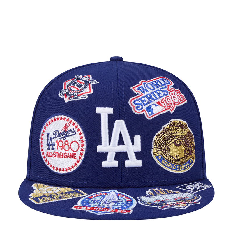 Royal blue Dodgers baseball cap with LA and anniversary logo embroidery
