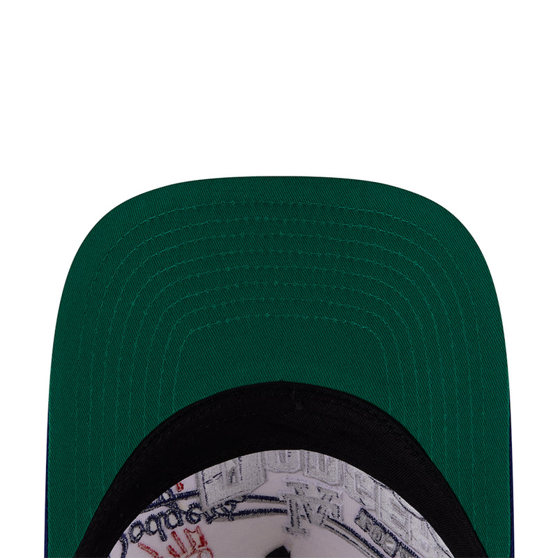 Baseball cap top with green fabric and black inner brim