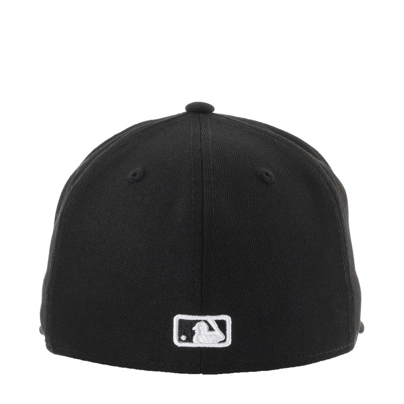 Black baseball cap with white MLB batterman logo patch