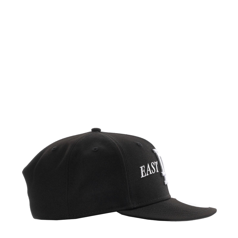 Black baseball cap with East lettering on side panel
