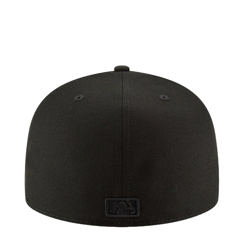 Black baseball cap back with embroidered square logo patch