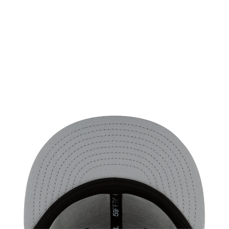 Light gray baseball cap showing ventilated crown stitching and black inner brim