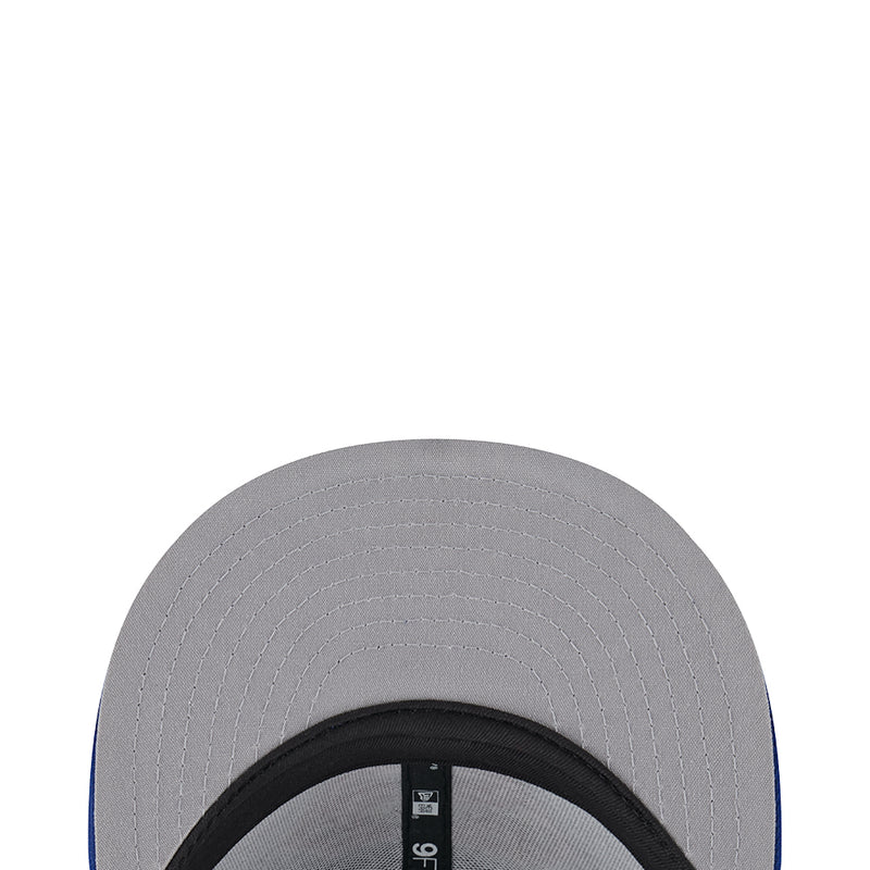 Grey cap interior with stitched crown seam and black inner brim band.
