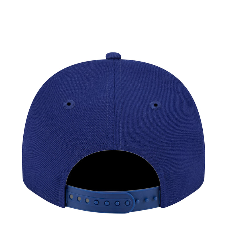 Youth navy cap back view with ventilation eyelets and adjustable strap