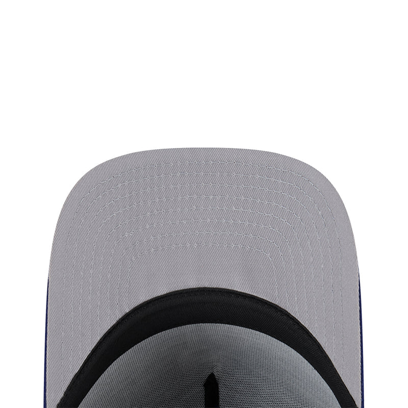 Heather gray youth cap crown with black inner band close-up