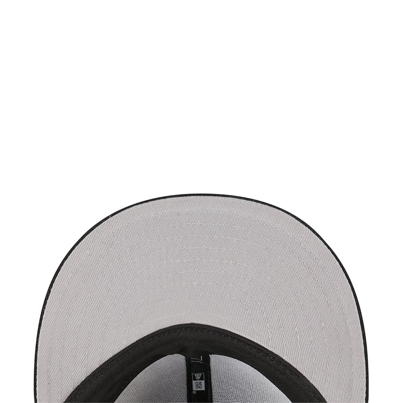Light gray baseball cap crown with black inner band from top view