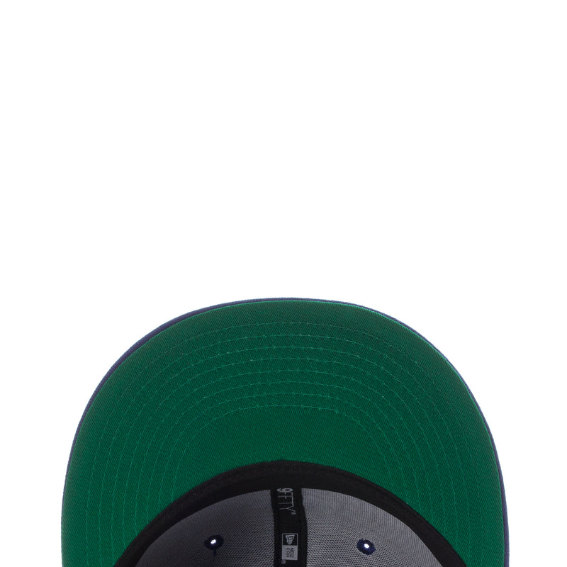 Baseball cap with green undervisor and dark inner headband