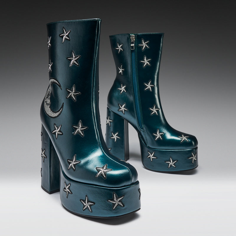 Dreams of Mooncraft Teal Heeled Boots