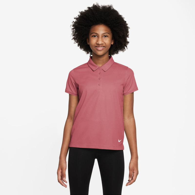 Dri-FIT Victory Big Kids' (Girls') Golf Polo in Adobe/White