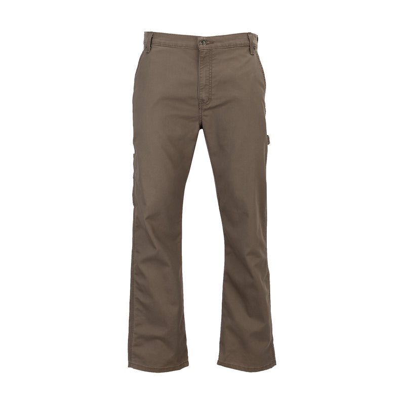 Men's mushroom duck carpenter pants with straight legs, button closure, belt loops.