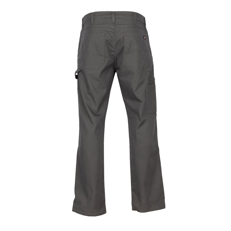 Men's duck carpenter pants in slate gray, back view with dual cargo-style pockets