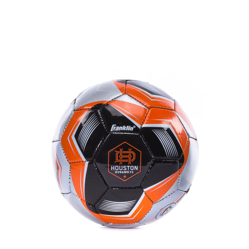 Mini soccer ball with orange, white, and black panels; Franklin branding and Houston logo