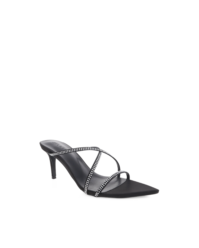EFFY - BLACK SATIN-DIAMANTE-Heels-Billini-BILLINI USA