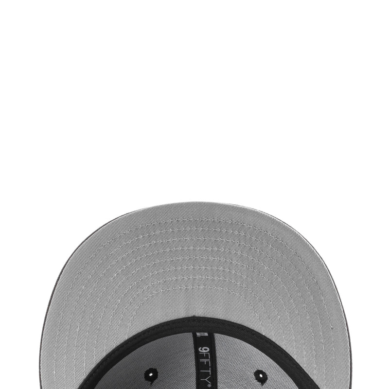 Gray baseball cap with black inner brim panel and ventilation eyelets