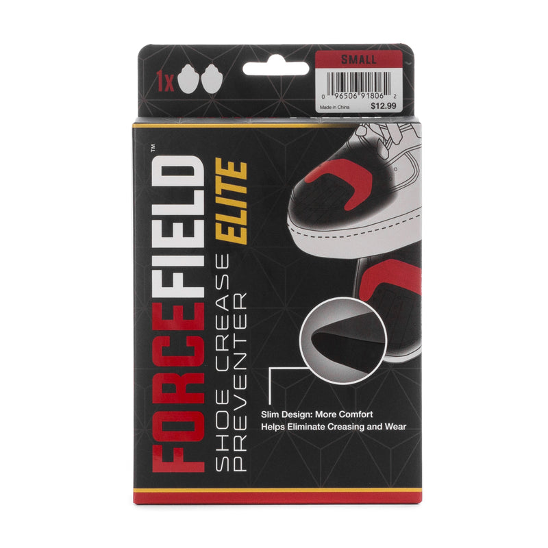 Small black shoe crease preventer in retail packaging