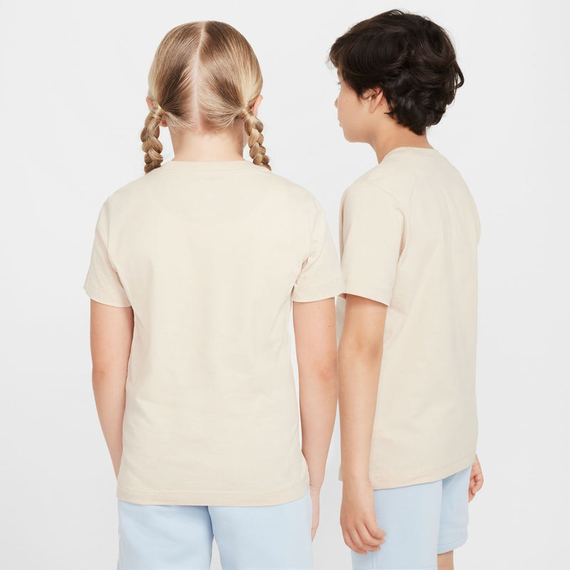 Youth sandrift embroidered tee, back view with clean neckline and hem