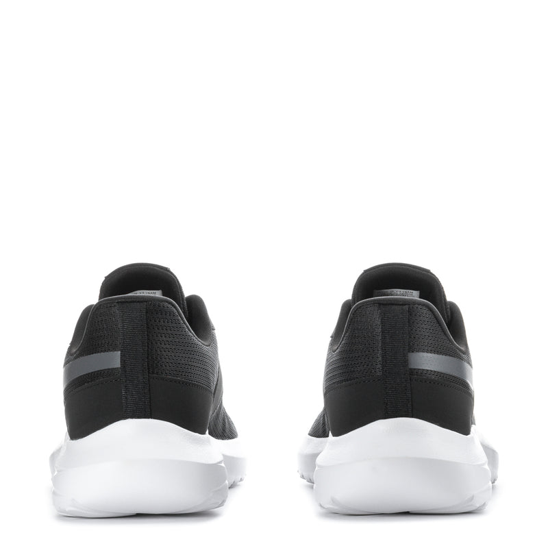 Men's black knit sneakers with heel tab and white midsole