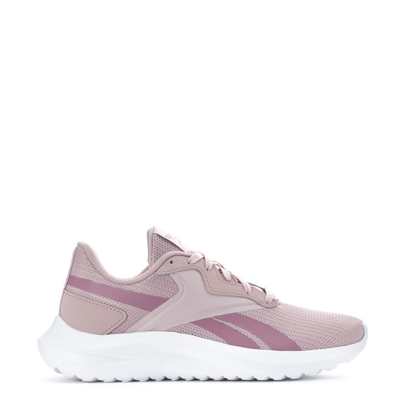 Mauve women's lace-up sneakers with white sole and pink side stripe detail