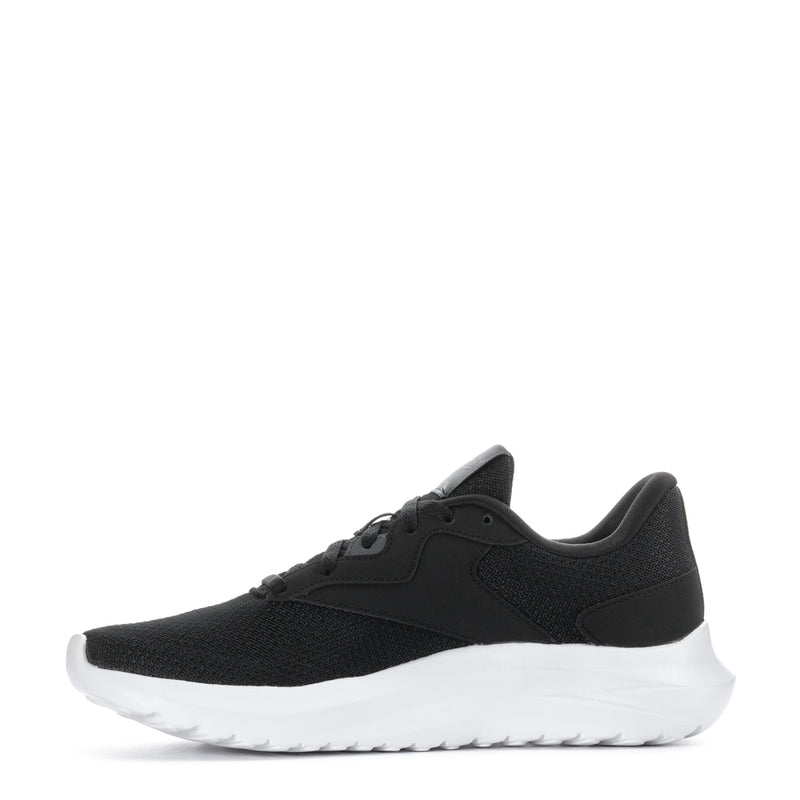 Women's Reebok running shoes, black knit upper with white midsole