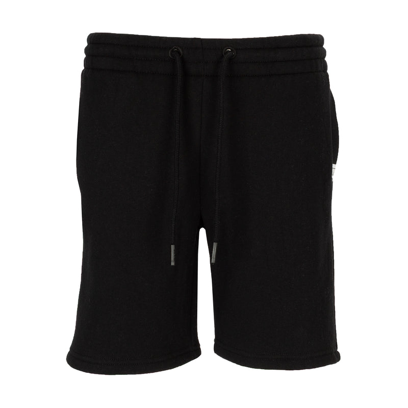 Youth black fleece oversized sweat shorts with drawstring waist