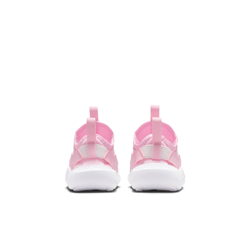 Toddler pink slip-on sneakers, rear view with white sole