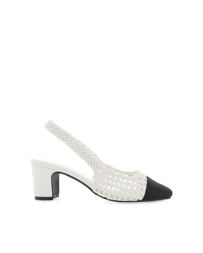 FLORIS - WHITE-BLACK GROSGRAIN-PUMPS-Billini-BILLINI USA