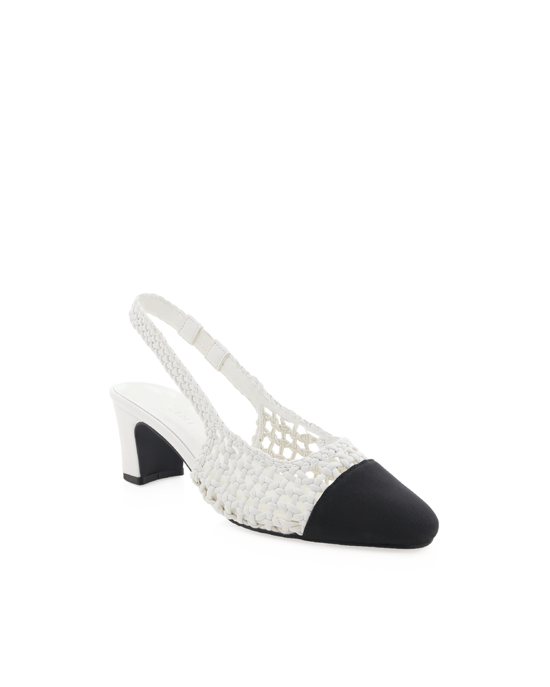 FLORIS - WHITE-BLACK GROSGRAIN-PUMPS-Billini-BILLINI USA