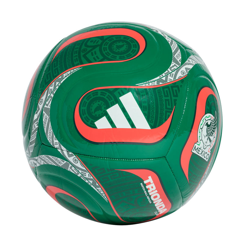 Green soccer ball with Mexico crest and Trionda logo accents, multicolor graphic panels