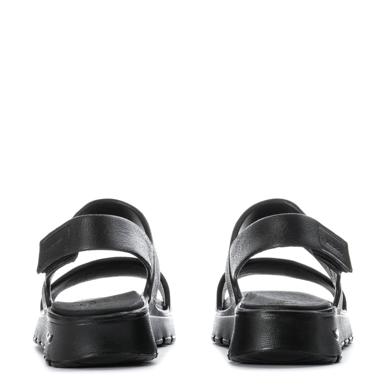 Foamies women's black sandals, back view with adjustable slingback straps